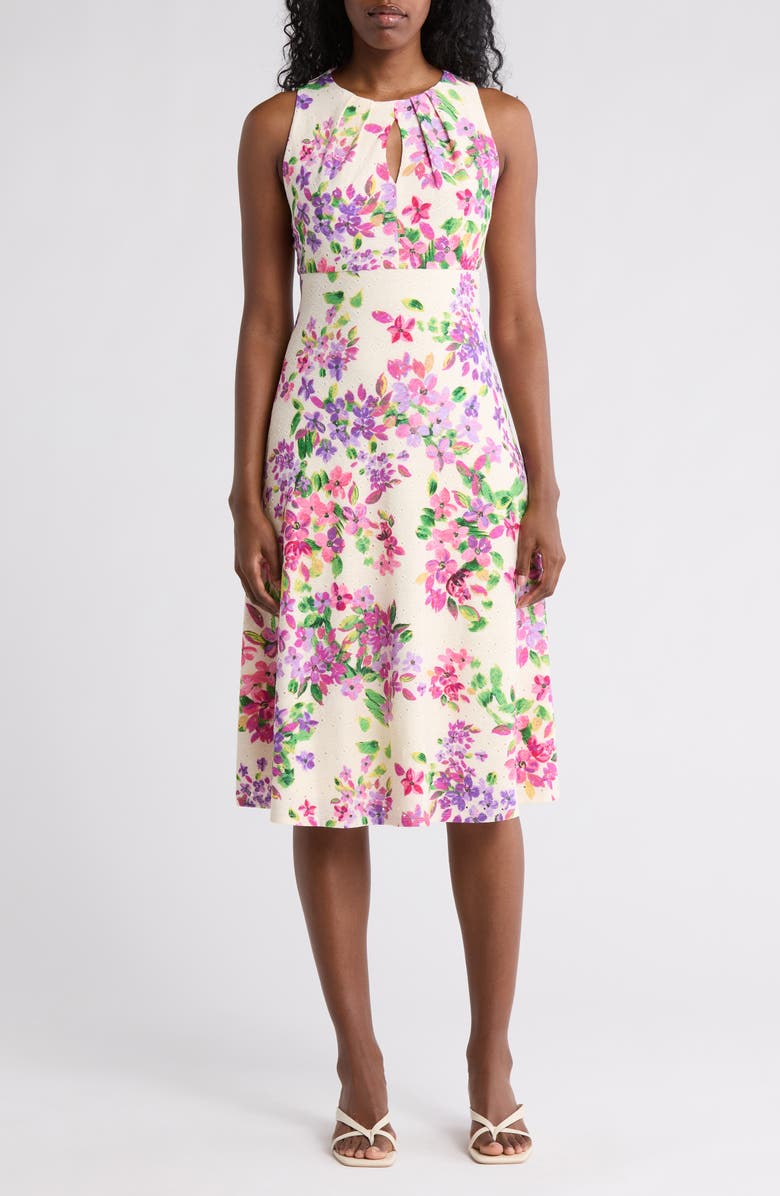 London Times Jersey Eyelet Sleeveless Dress, Main, color, 