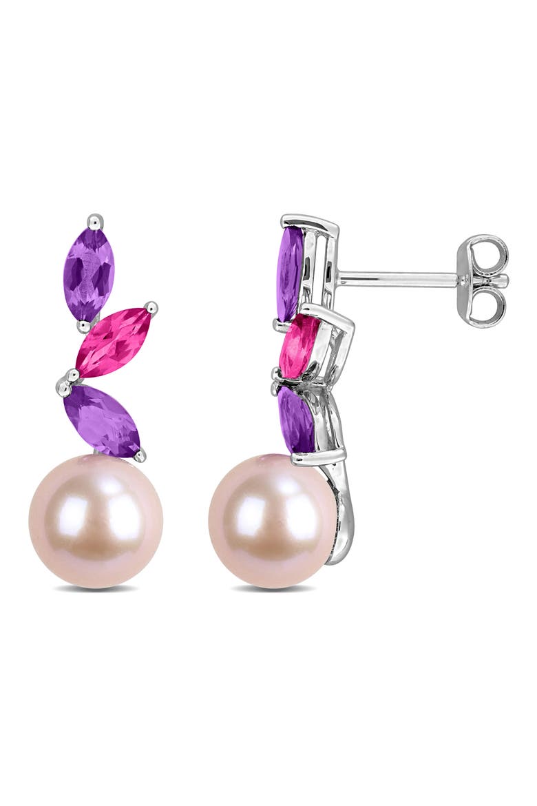 Pink Freshwater Pearl Drop Earrings, Main, color, PURPLE MULTI