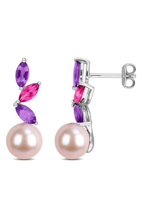 Pink Freshwater Pearl Drop Earrings