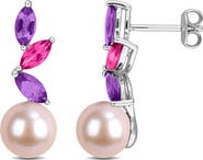 DELMAR Pink Freshwater Pearl Drop Earrings