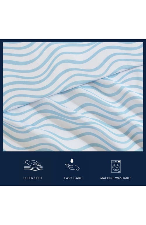 Nautica Lineary Waves Print Microfiber Sheet Set In Blue