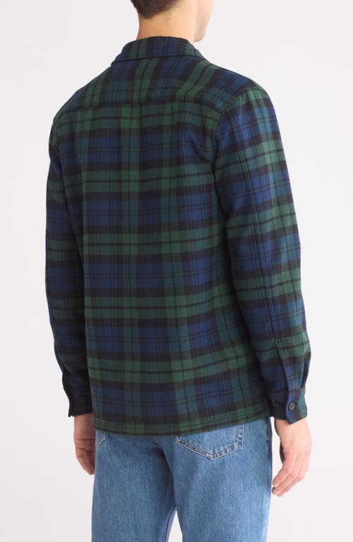 Weatherproof ® Plaid Flannel Fleece Bonded Shirt Jacket In Blackwatch