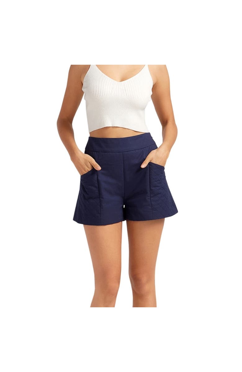 Belle & Bloom A Kind Of Magic Quilted Shorts, Main, color, Navy