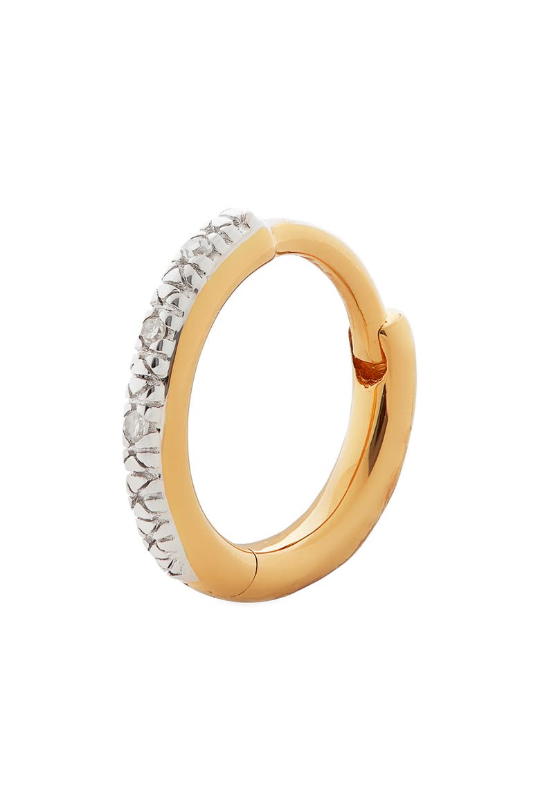 Riva Mini Diamond Huggie Hoop Earring, Main, color, YELLOW GOLD
