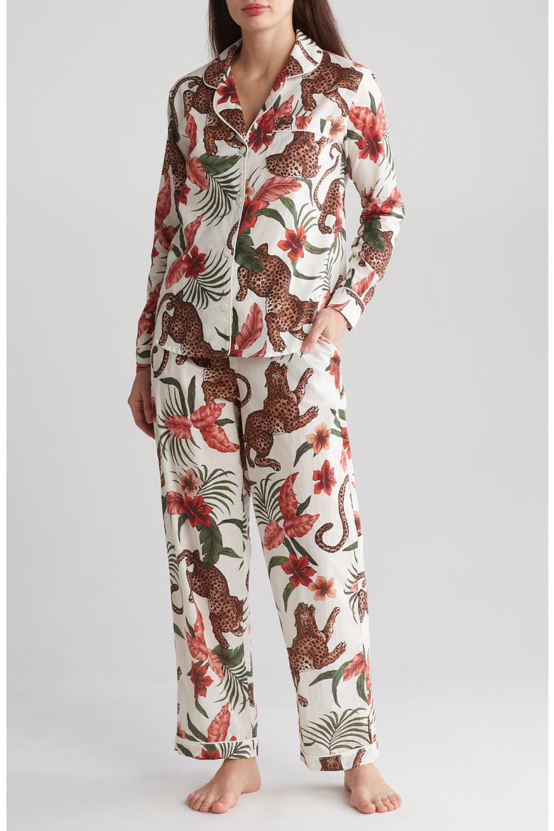 Long Sleeve Cotton Pajamas, Main, color, SOLEIA CREAM