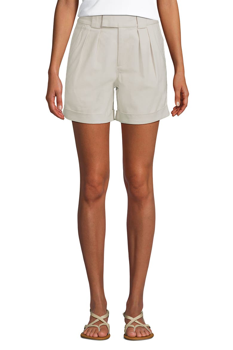 Chino High Rise Pleated 7" Shorts, Main, color, Light Stone