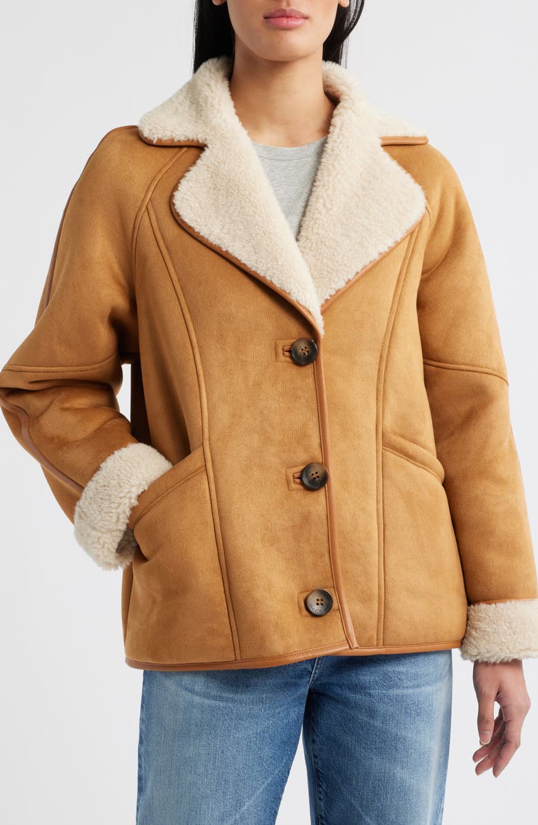 Sam Edelman Faux Suede & Faux Shearling Jacket, Main, color, 
