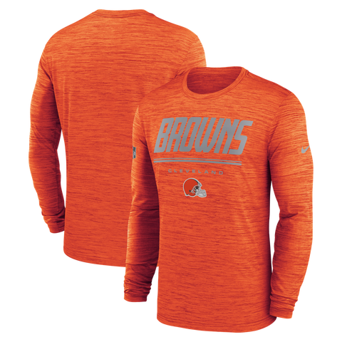 Men's Nike Orange Cleveland Browns Sideline Offensive Transition Velocity Dri-FIT Long Sleeve T-Shirt