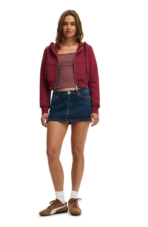 Cotton On Premium Cropped Zip Through Hoodie In Red