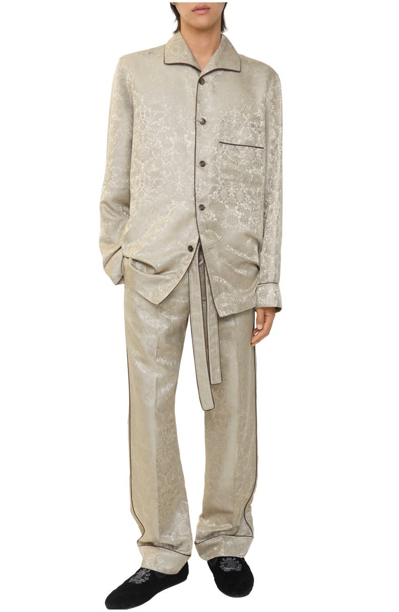 Burberry Sunflower Silk Pyjama Trousers, Main, color, Taupe Beige