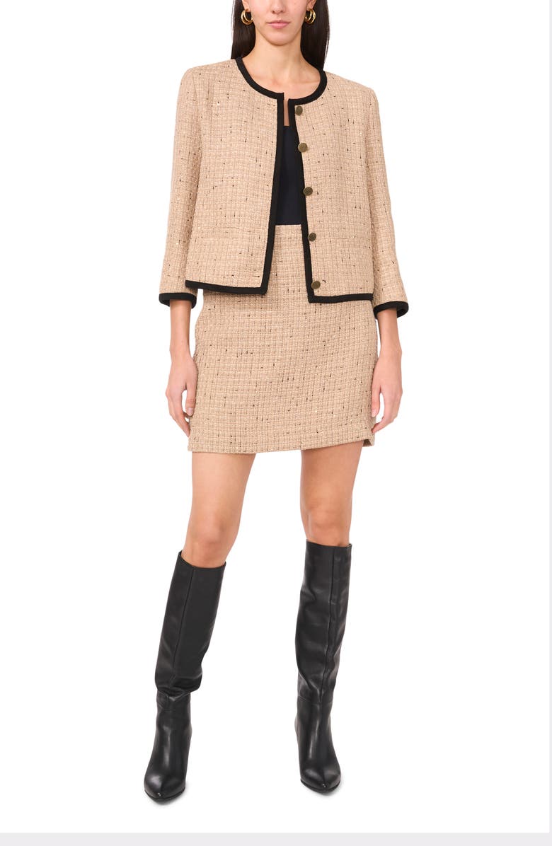 Vince Camuto Tweed A-Line Miniskirt, Alternate, color, Camel
