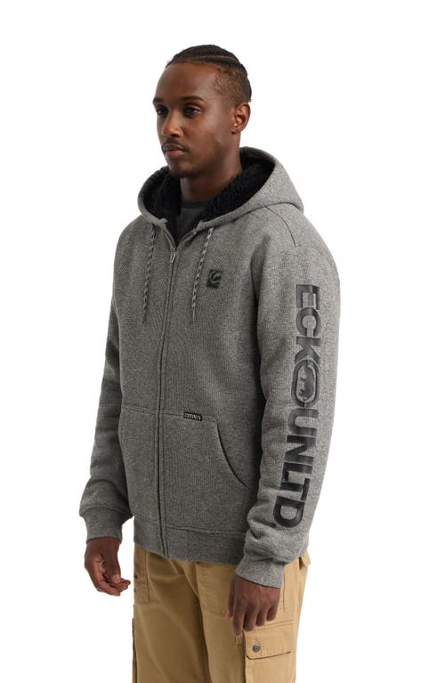 Ecko Unltd One Hit Faux Shearling Hoodie In Grey Marled