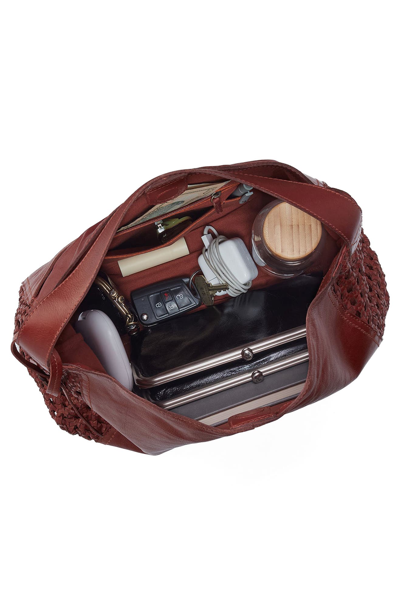 HOBO Hazel Leather Hobo, Alternate, color, Chestnut