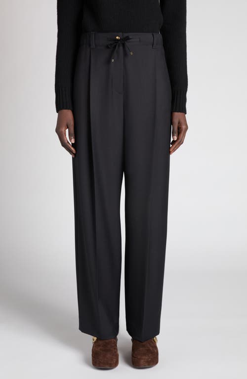 Moncler Drawstring Wool Trousers In Black