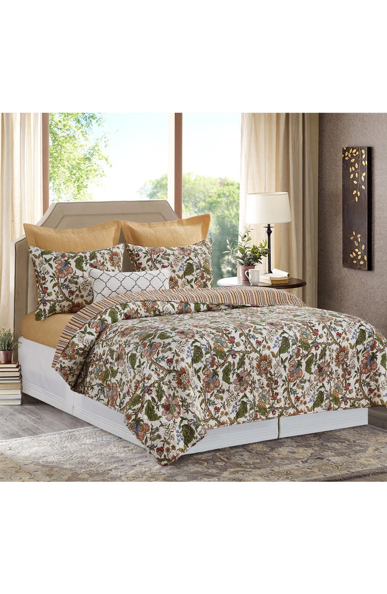 C&F Home Amara Cotton Floral Quilt Set  - Reversible and Machine Washable, Main, color, Orange