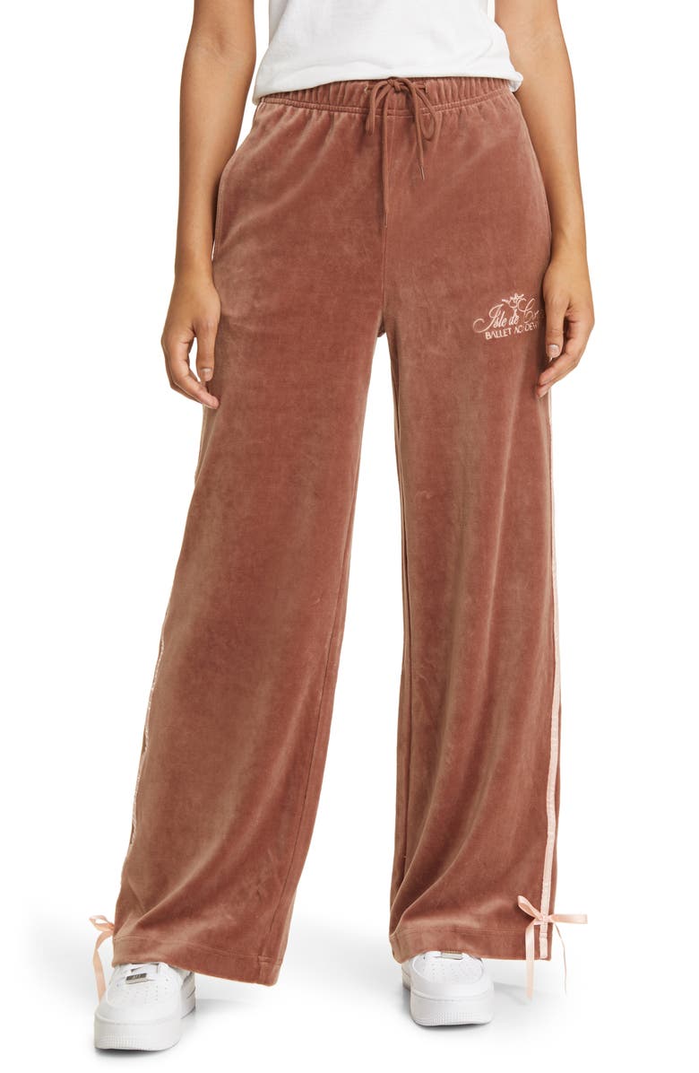 CONEY ISLAND PICNIC Ballet Academy Velour Track Pants, Main, color, 