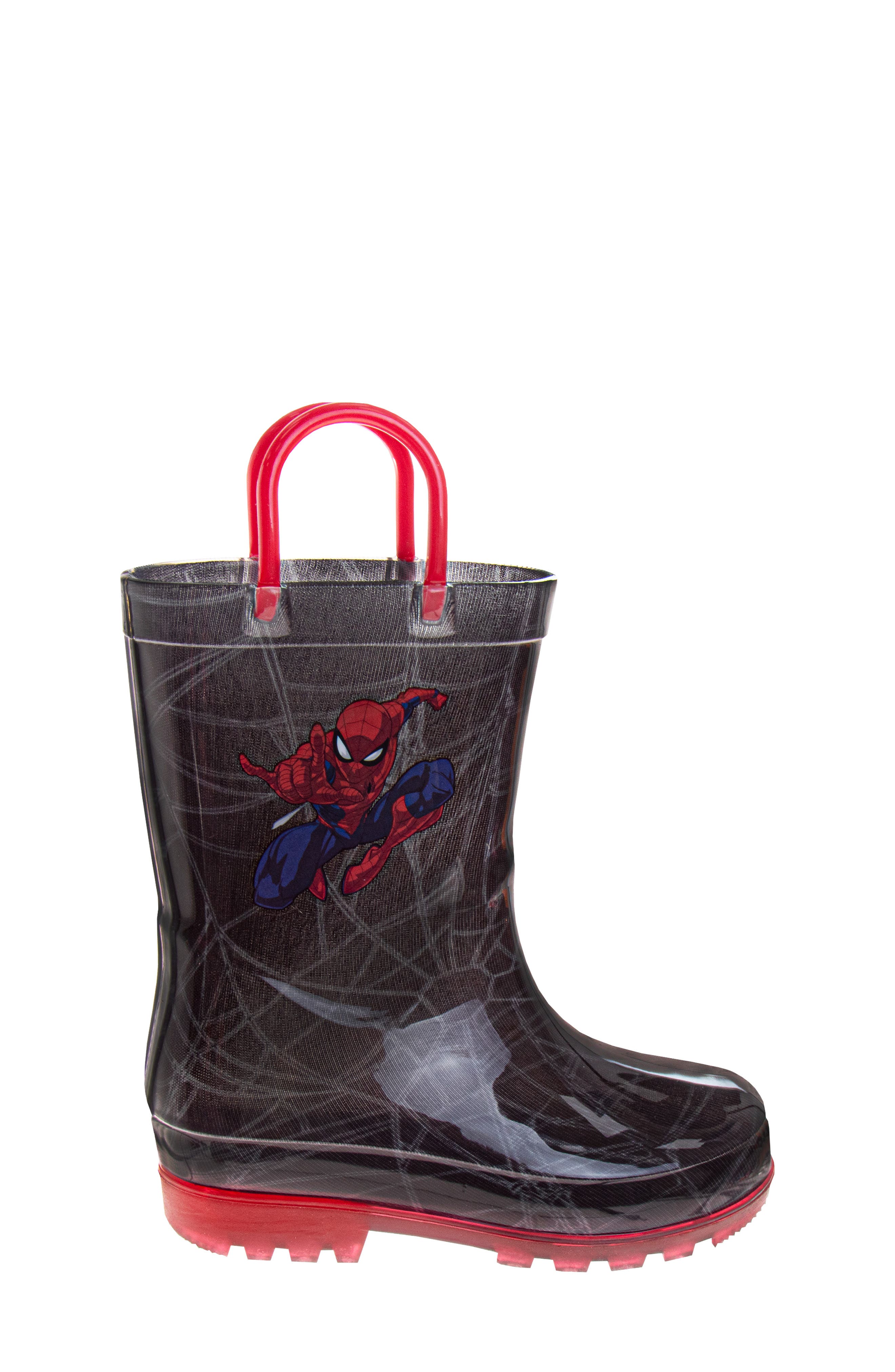 JOSMO Kids
 Spider-Man Rain Boot, Alternate, color, Black/ Red