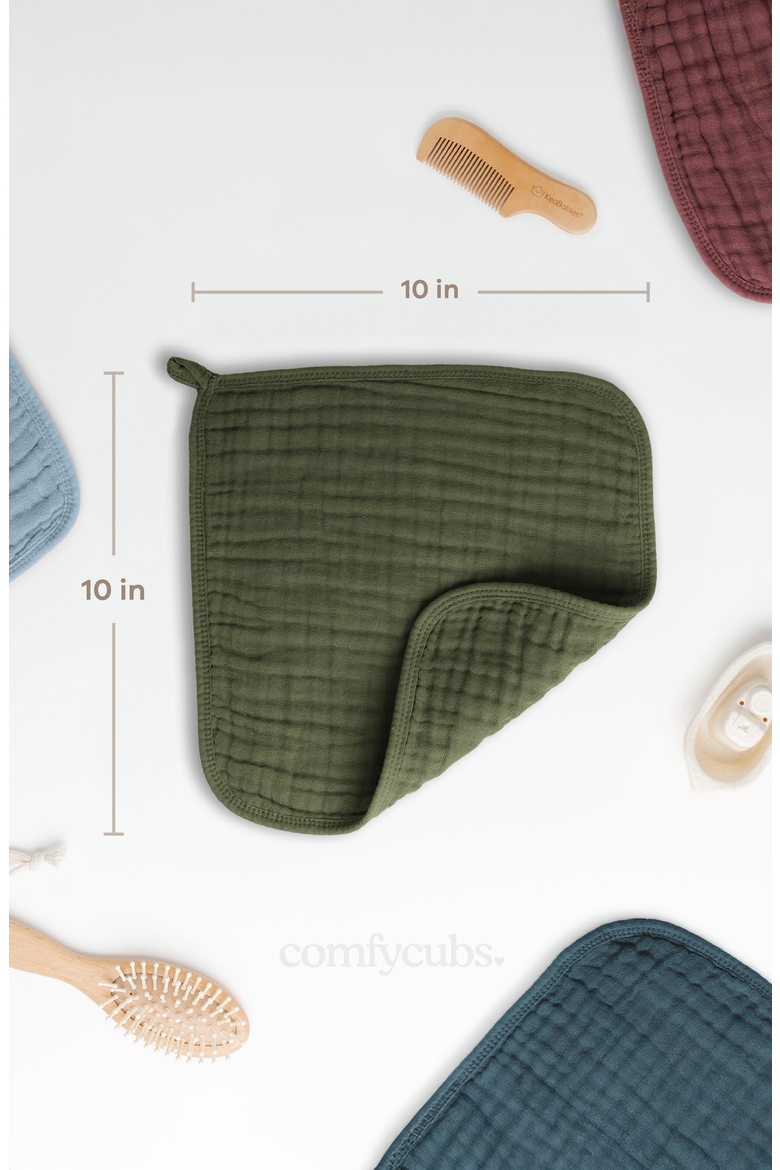 Muslin Washcloths - Pack of 10, Alternate, color, Kelp