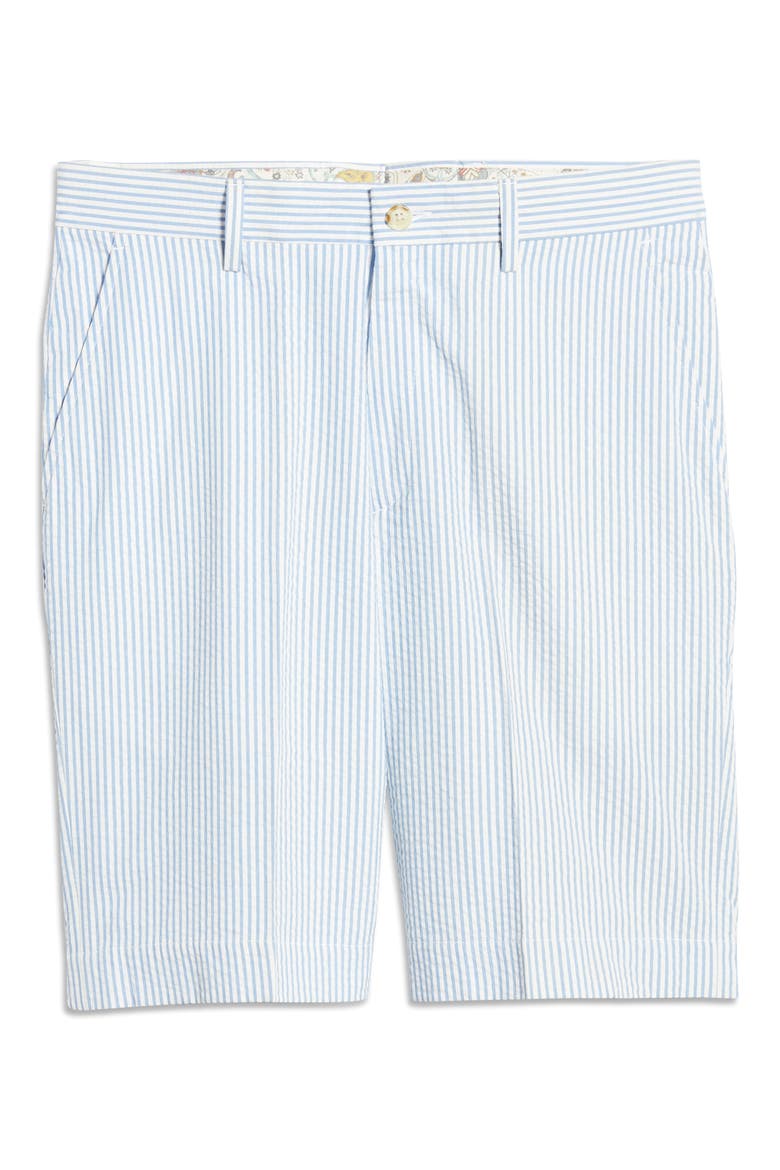 Flat Front Seersucker Shorts, Alternate, color, LIGHT BLUE