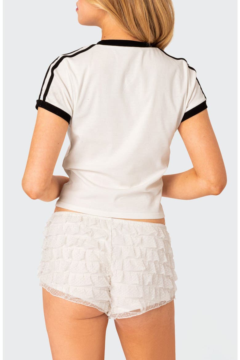 Kassidy Contrast Stretch Cotton Graphic Ringer T-Shirt, Alternate, color, WHITE