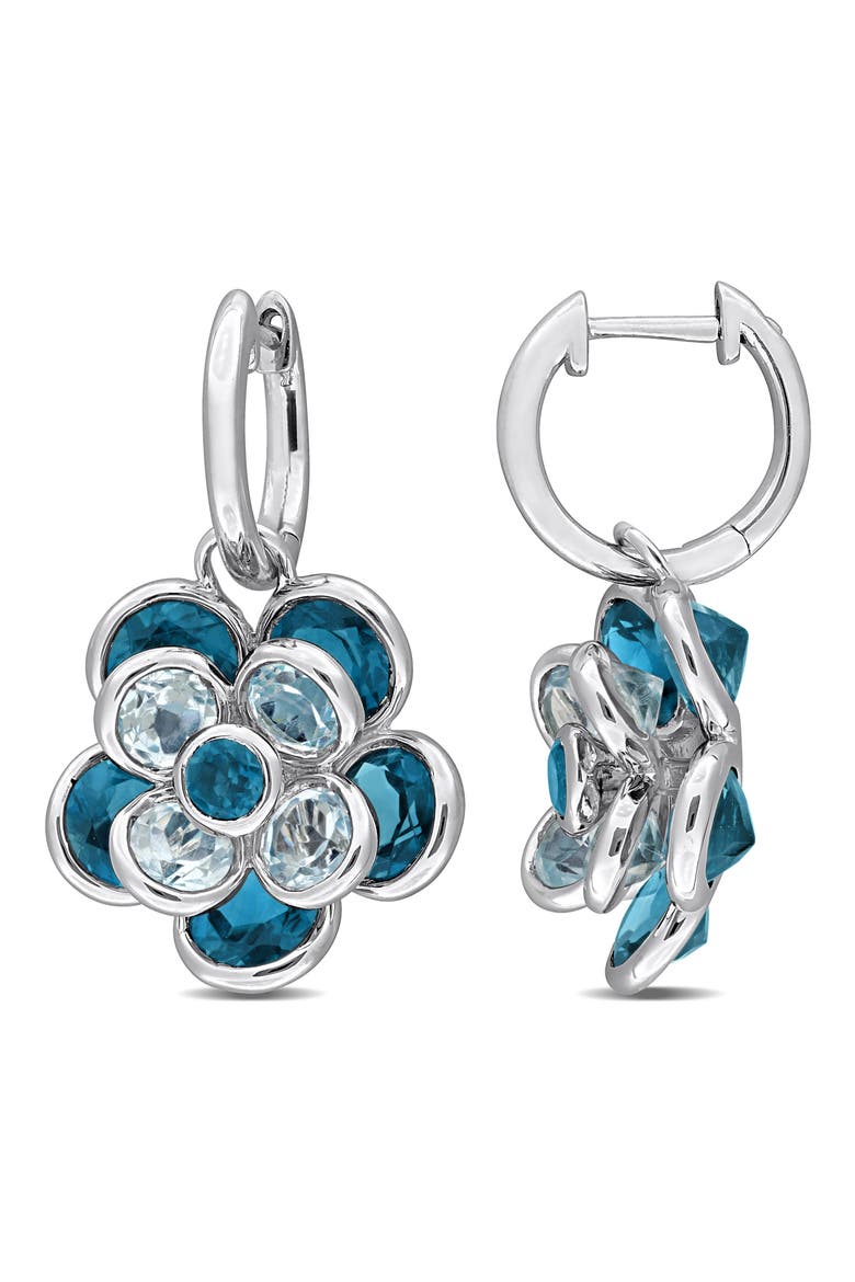 London Blue Topaz Floral Drop Earrings, Main, color, BLUE
