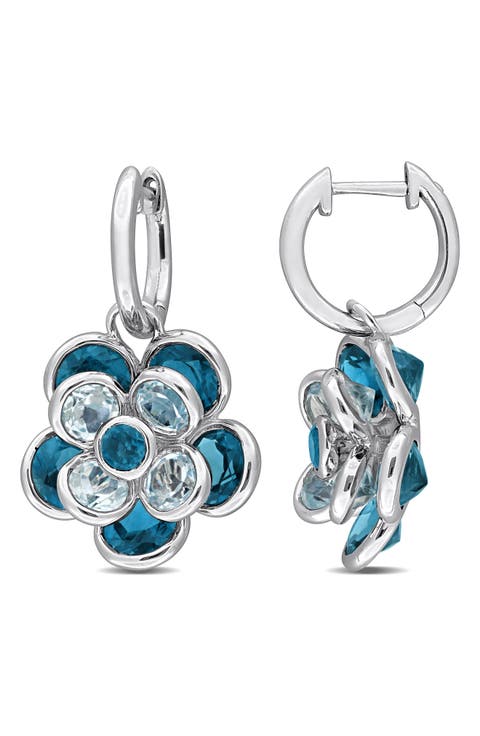 London Blue Topaz Floral Drop Earrings
