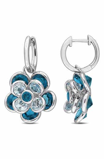 London Blue Topaz Floral Drop Earrings
