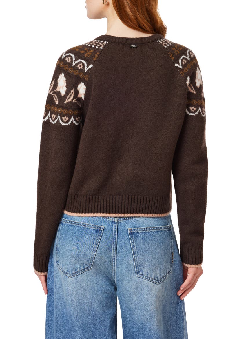 Crewneck Cardigan, Alternate, color, SEAL BROWN/ ROSE DUST