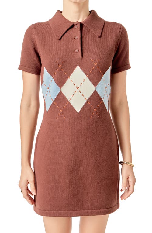 English Factory Argyle Knit Polo Dress In Multi