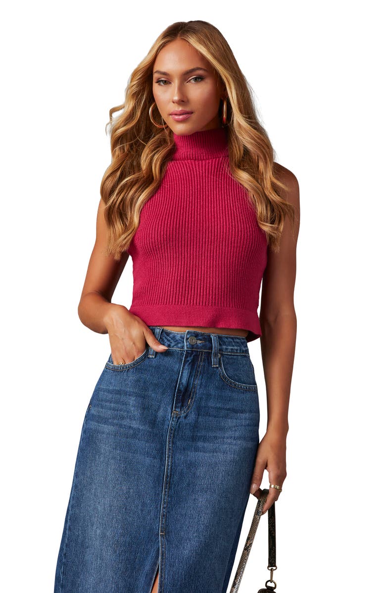 VICI Collection Aleisha Rib Sleeveless Mock Neck Crop Sweater, Alternate, color, 