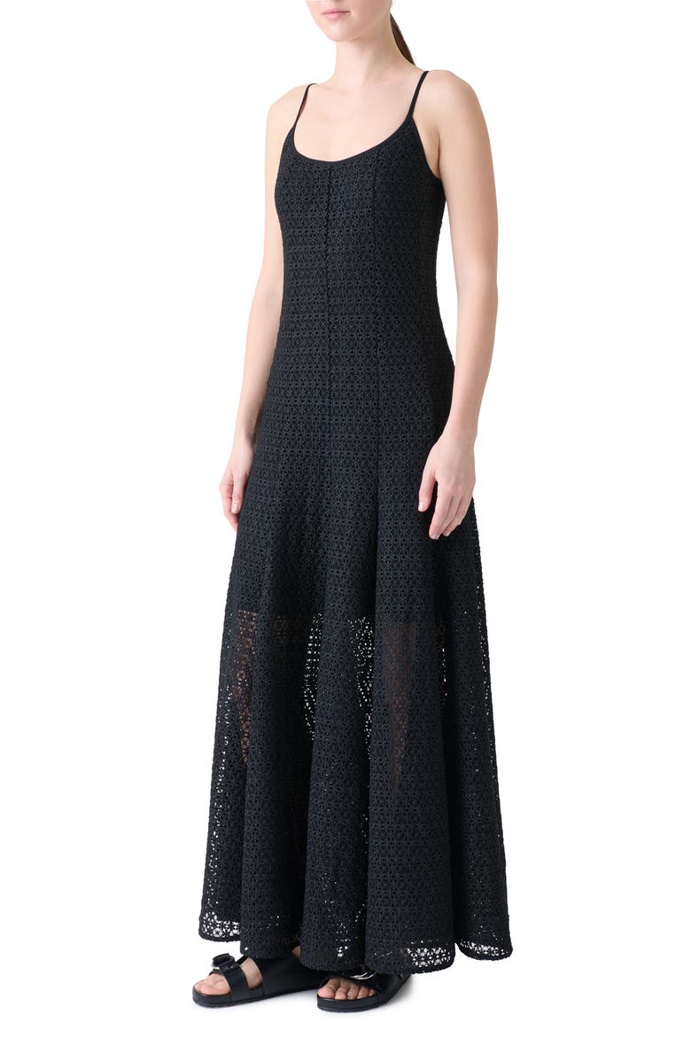 Daisy Guipure Ballet Maxi Dress, Alternate, color, BLACK