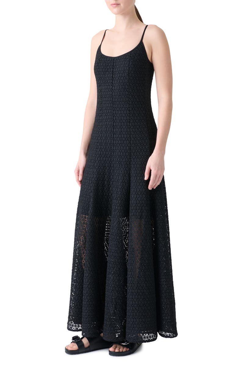 Akris punto Daisy Guipure Ballet Maxi Dress, Alternate, color, Black
