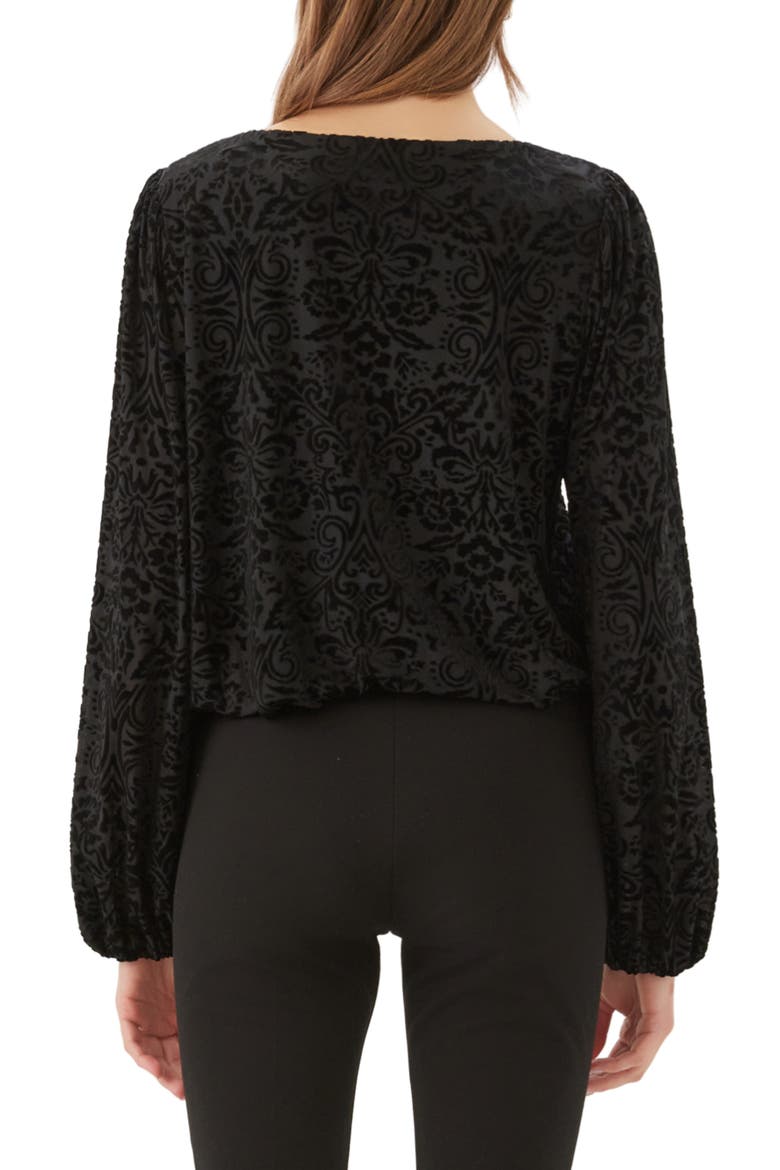Velvet Burnout Boatneck Top, Alternate, color, BLACK