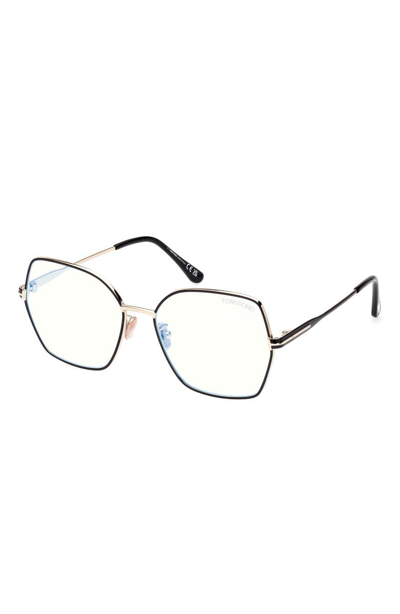 TOM FORD 56mm Butterfly Blue Light Blocking Glasses, Alternate, color,