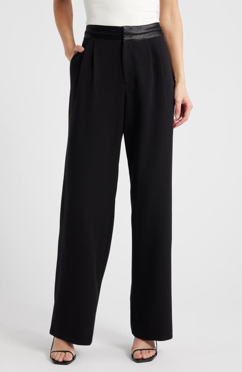 WAYF x CHÉRIE MADELEINE Reverie Satin Waist Band Wide Leg Pants in Black 