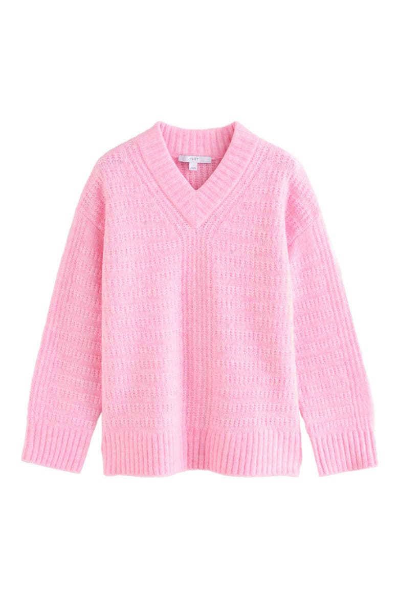V-Neck Ribbed Sweater, Main, color, PINK