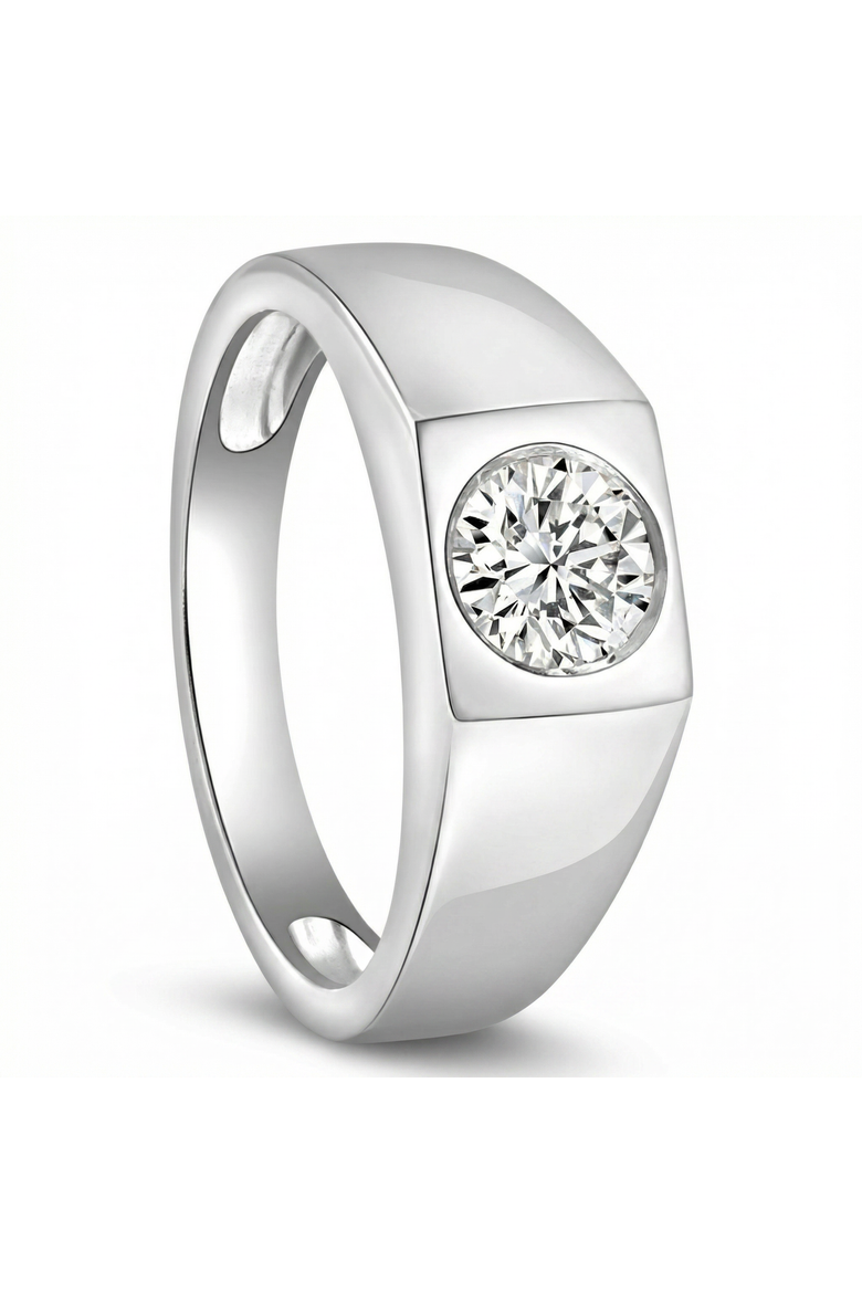 1 Ct Solitaire Lab Grown Men's Diamond Wedding Ring in 10k Gold, Alternate, color, 10k White Gold
