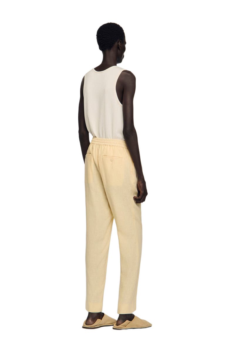 SANDRO Elasticated linen trousers, Alternate, color, Ivory