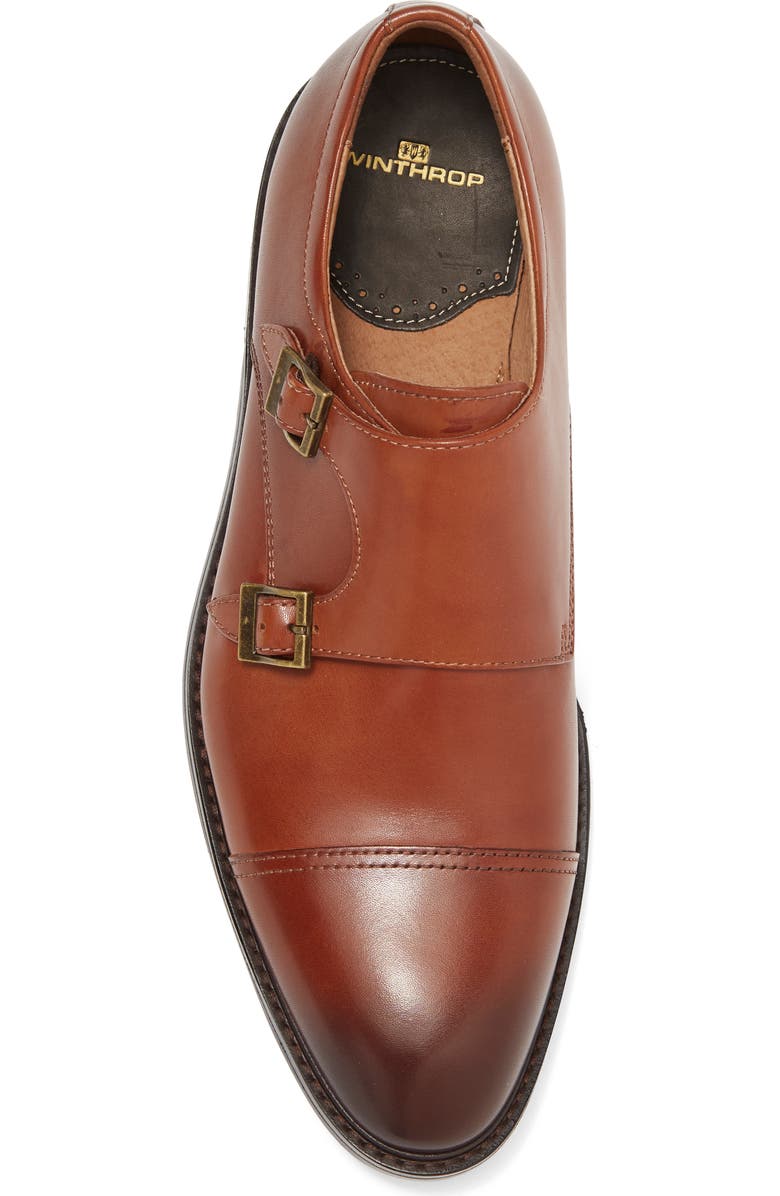 WINTHROP Parklane Suede Double Monk Strap Shoe, Alternate, color, Cognac