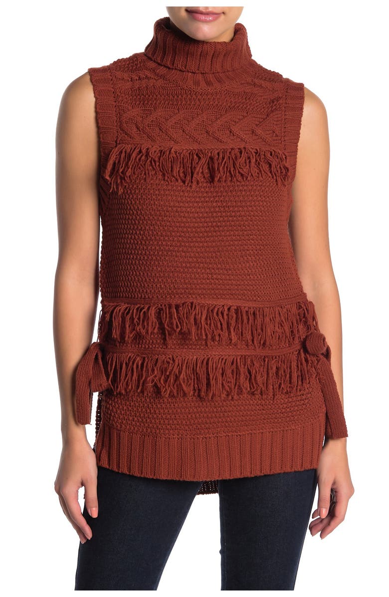 MOON RIVER Fringe Knit Sleeveless Top, Main, color,