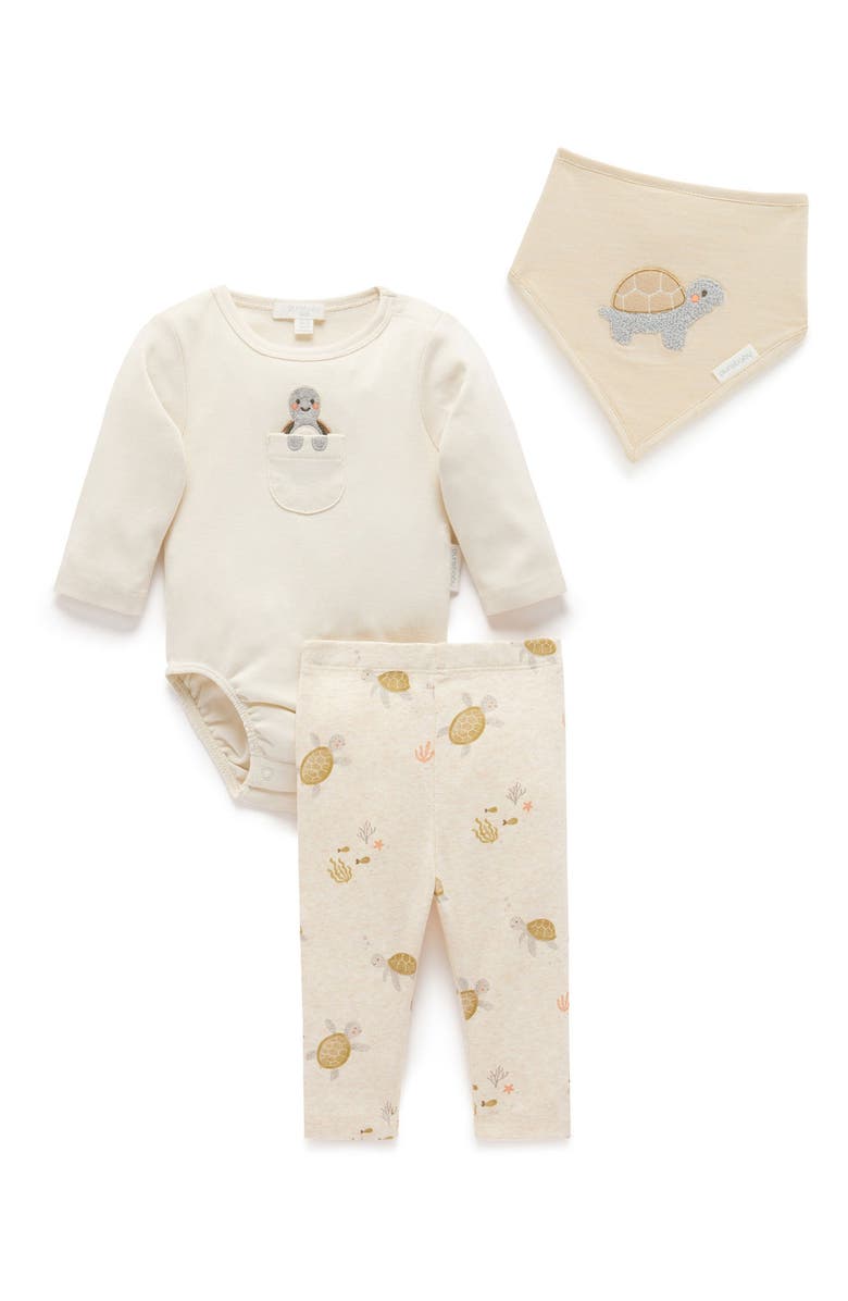 Purebaby 3 Piece Set Unisex, Main, color, Little Turtles Print
