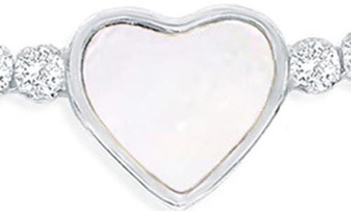 Simona Mother-of-pearl Heart Cubic Zirconia Slider Bracelet In Silver