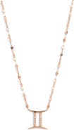 LANA 14K Rose Gold Diamond Zodiac Gemini Pendant Necklace - 0.112ct.