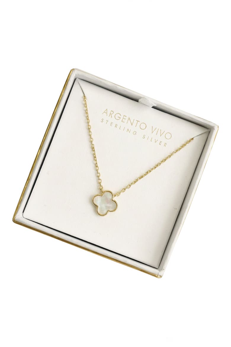Mother-of-Pearl Clover Pendant Necklace, Alternate, color, GOLD/ MOP