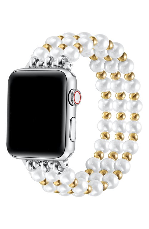 The Posh Tech Eve Beaded Faux Pearl Apple Watch® Watchband In Gold
