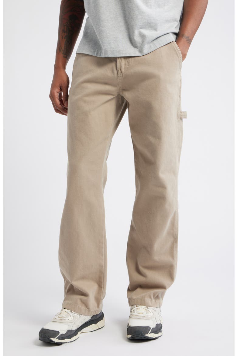 Straight Leg Cotton Canvas Carpenter Pants, Main, color, DESERT SAND