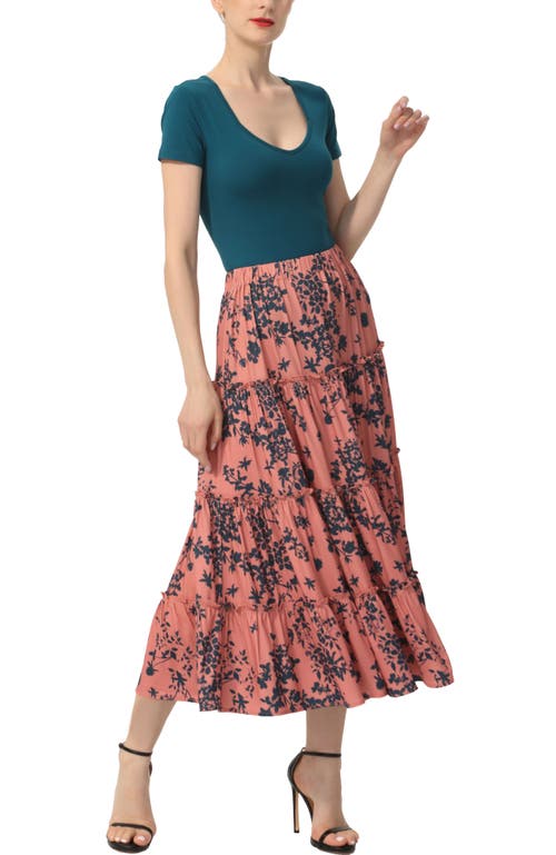 Kimi & Kai Tiered Midi Skirt In Neutral