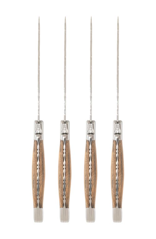 French Home Laguiole Connoisseur Olivewood Handle Bbq Steak Knives, Set Of 4 In Olivewood