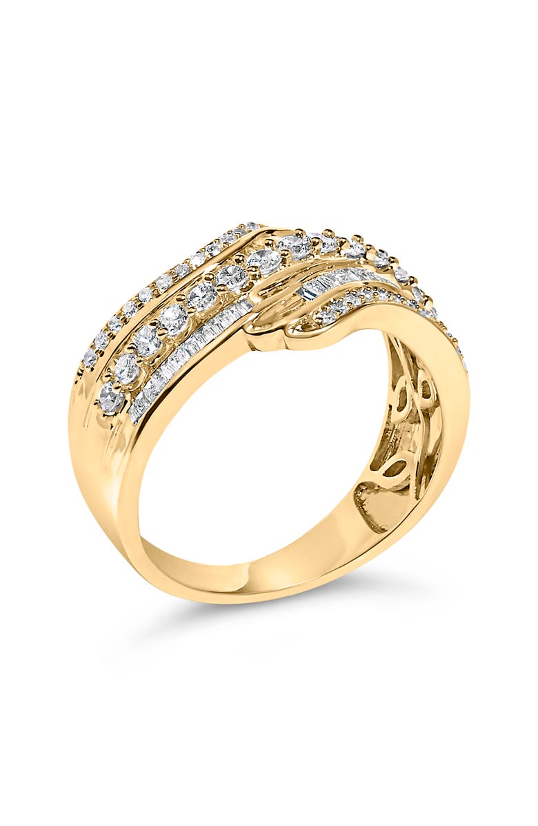 Haus of Brilliance 10K Yellow Gold 1.0 Cttw Diamond Multi-Row Wave Bypass Ring, Alternate, color, Yellow Gold