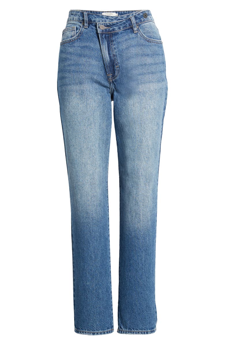 HIDDEN JEANS Crossover High Waist Straight Leg Jeans, Alternate, color,